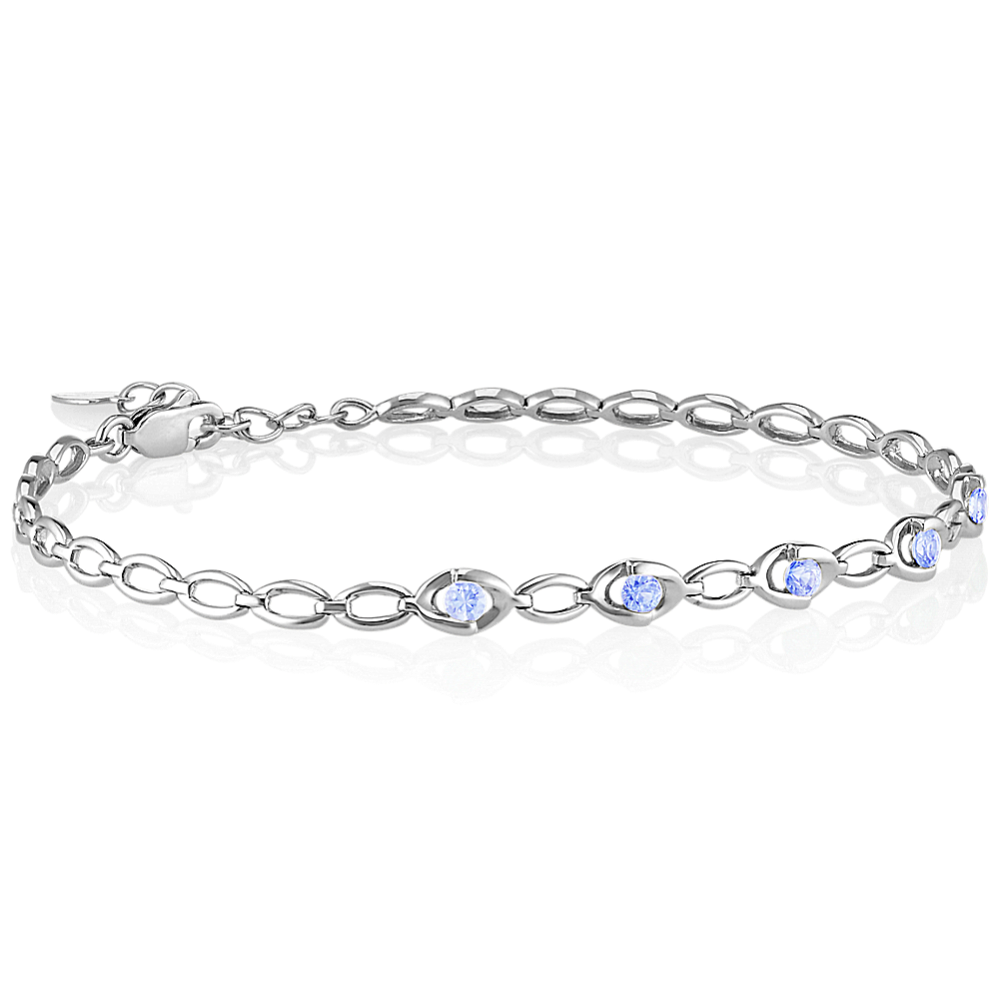 Round Ice Blue Sapphire Link Bracelet (7.5'')