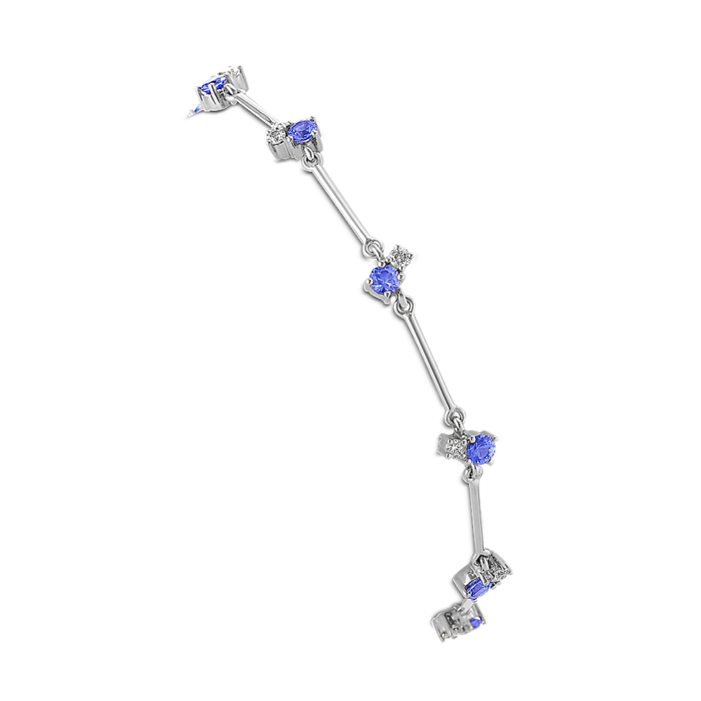 Round Kentucky Blue Sapphire and Diamond Bracelet (7.5'')