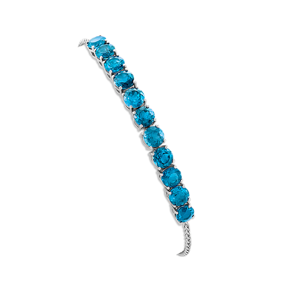 Round London Blue Topaz Bolo Bracelet in Sterling Silver (9'')