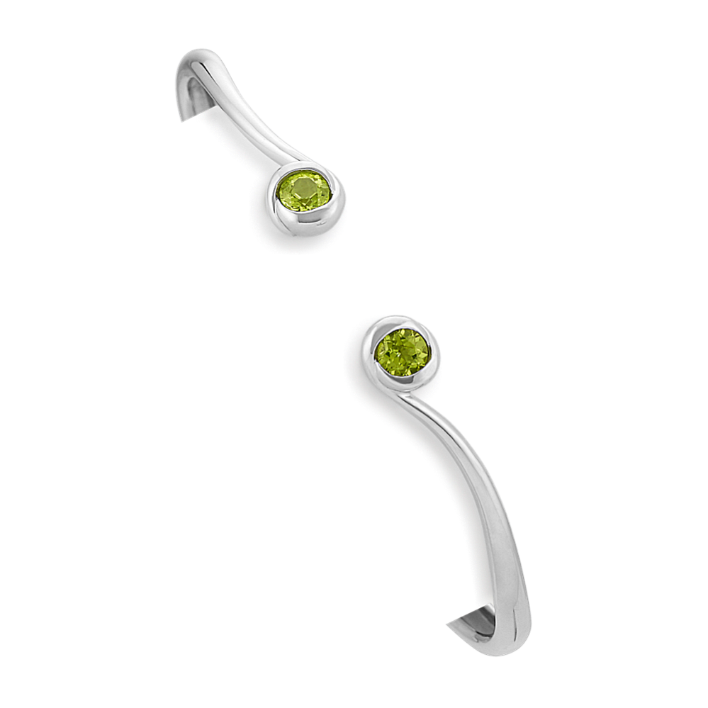 Round Peridot and Sterling Silver Bangle Bracelet (7'')