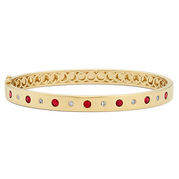 Round Ruby And Diamond Bangle Bracelet 7 In Shane Co Round Ruby And Diamond Bangle Bracelet