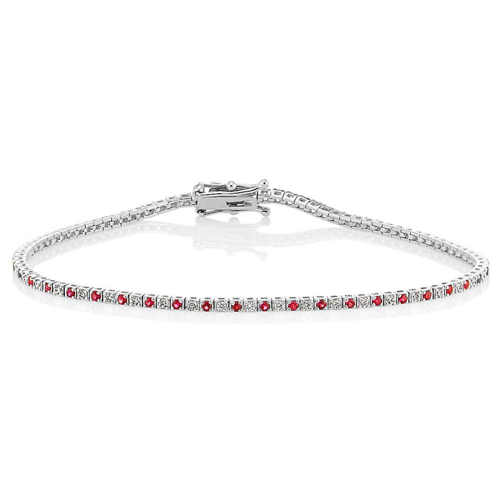 1 tcw Diamond and Ruby Tennis Bracelet (7 in)