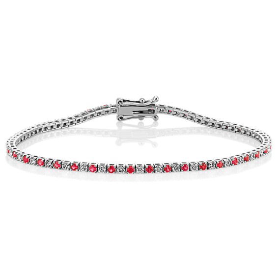2 tcw Ruby & Diamond Tennis Bracelet (7'')