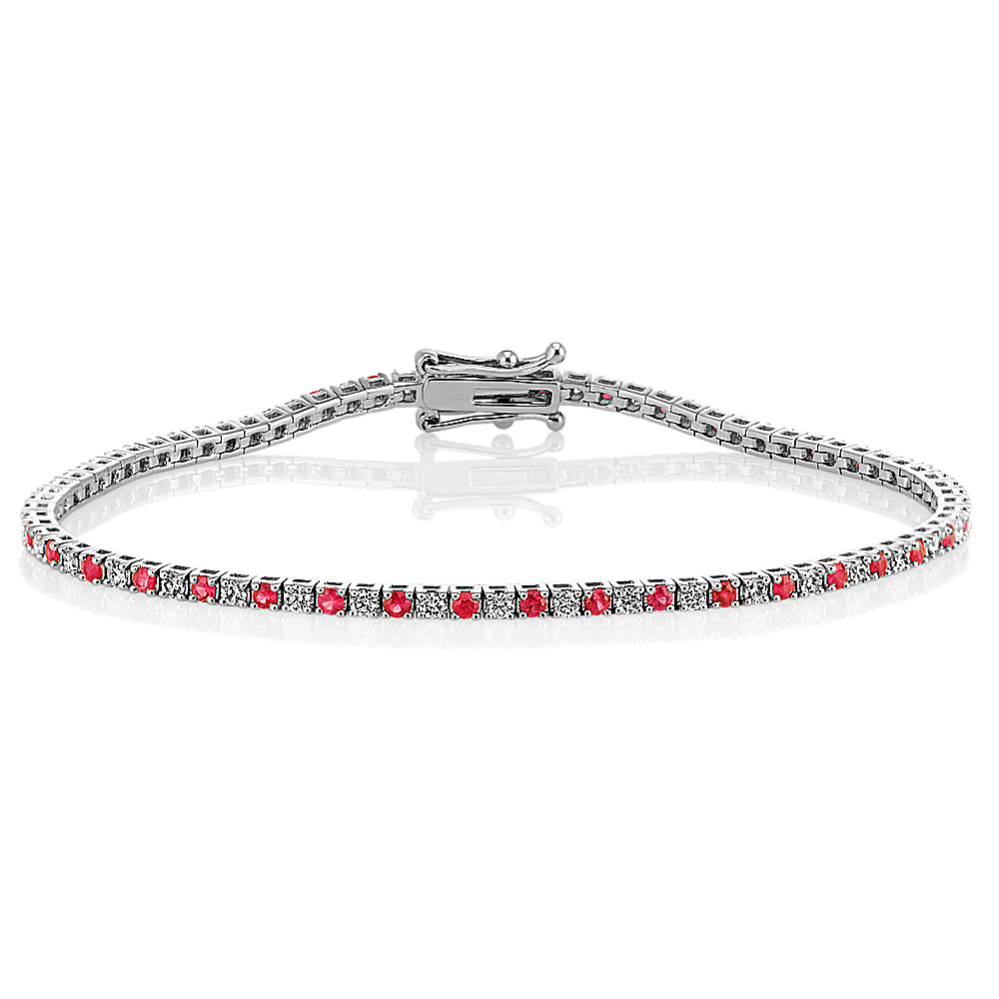 2 tcw Ruby and Diamond Tennis Bracelet (7 in)