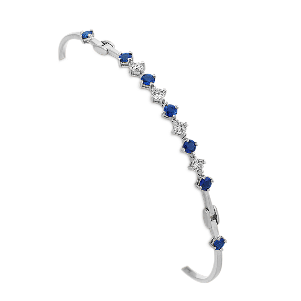 Round Sapphire and Diamond Bracelet (8'')