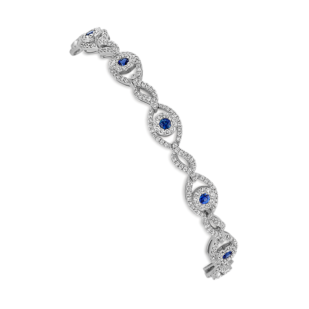 Round Sapphire and Diamond Fashion Bracelet (7.25 in)