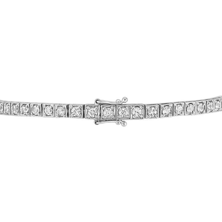 Round White Natural Sapphire Tennis Bracelet (7.5 in)