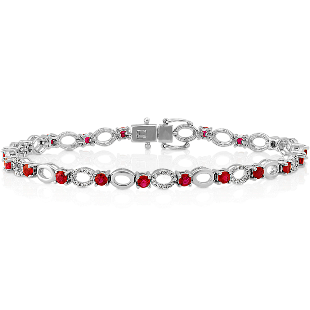 Ruby and Diamond Link Bracelet (7'')