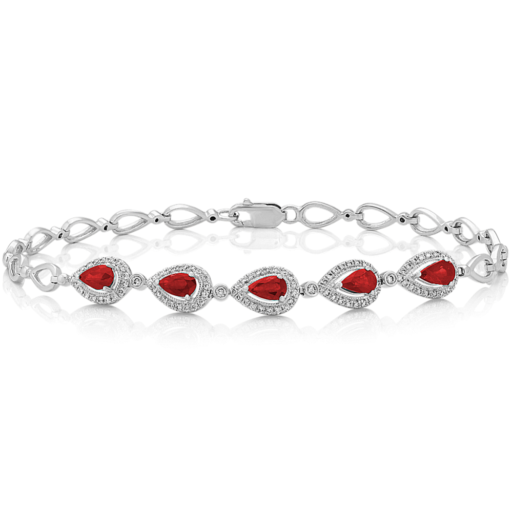 Ruby and Diamond Vintage Bracelet (7.5 in)