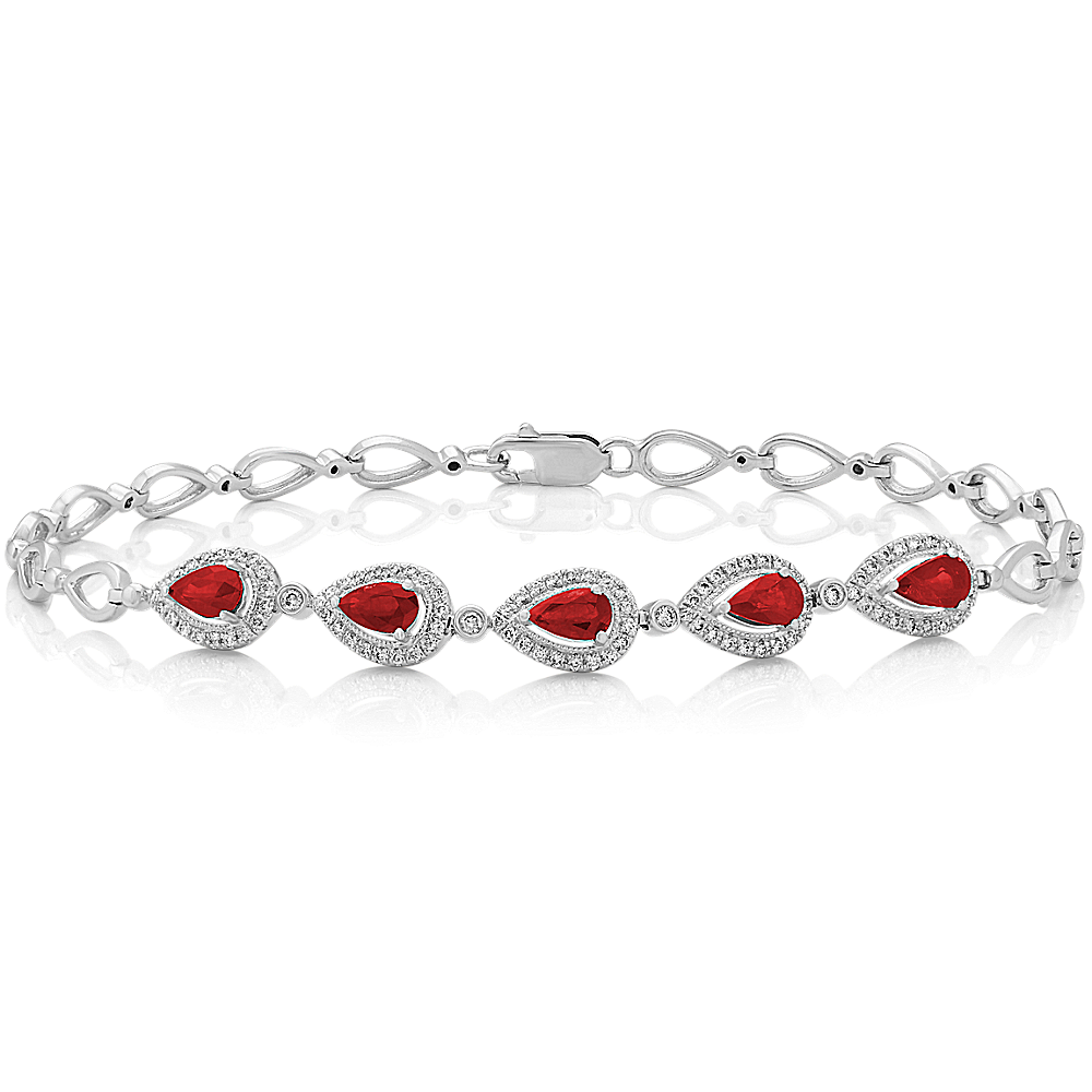 Natural Ruby and Natural Diamond Vintage Bracelet (7.5 in)