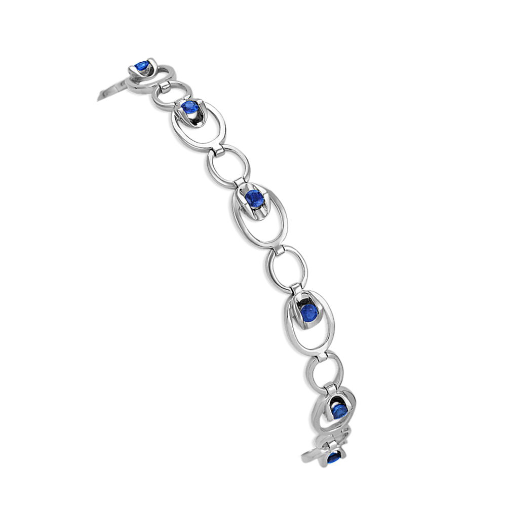 Sapphire Circle Link Bracelet (7'')