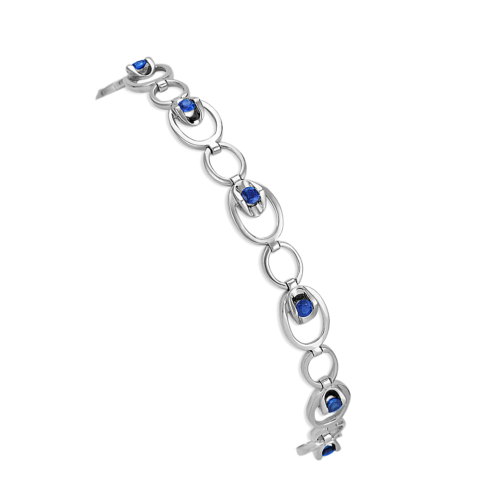 Natural Sapphire Circle Link Bracelet (7 in)