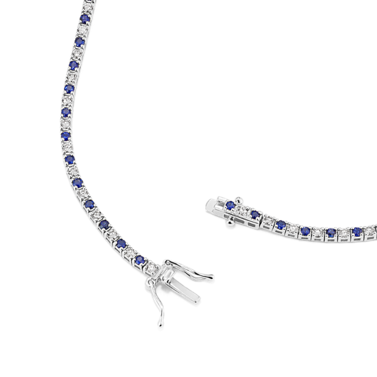 2 ct. t.g.w. Natural Diamond and Natural Sapphire Tennis Bracelet (7 in)