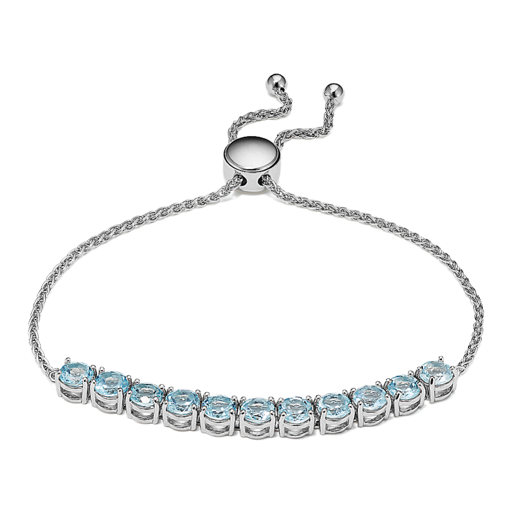 Sky Blue Topaz Bolo Bracelet in Sterling Silver