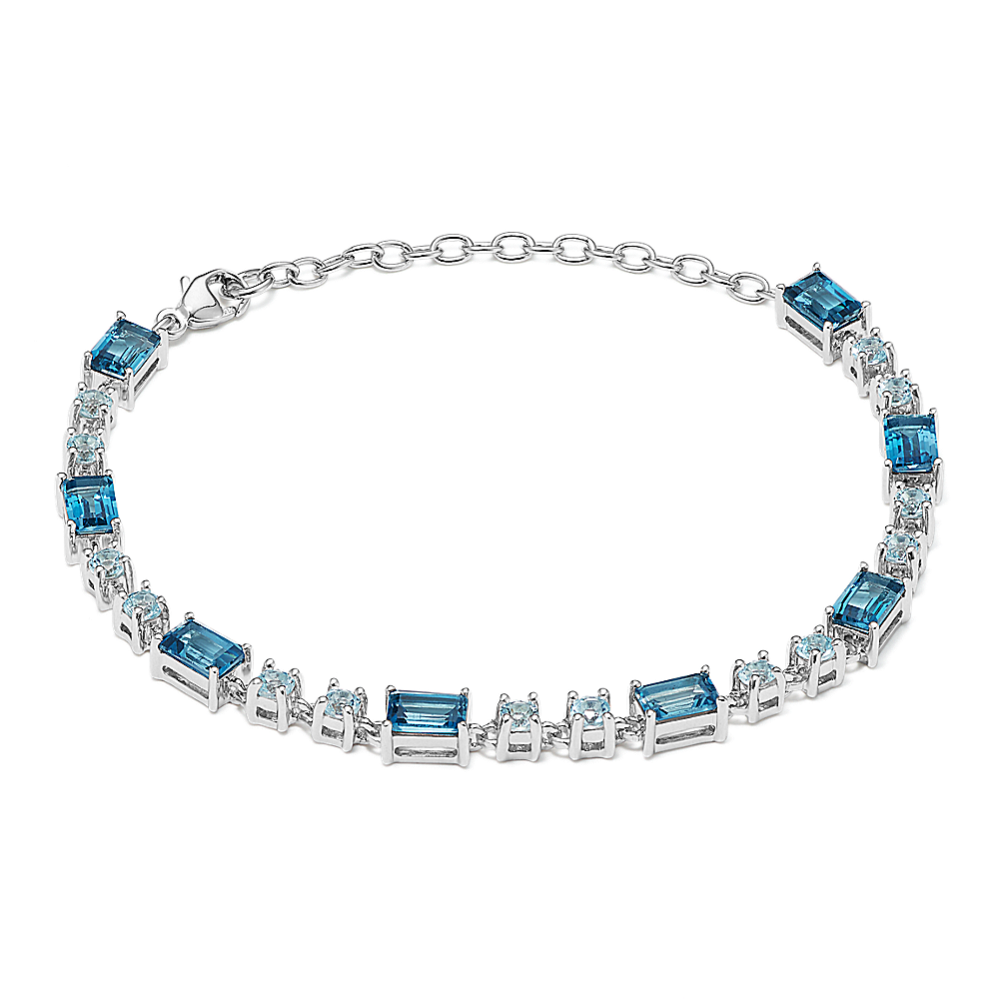 Two-Tone Blue Topaz Bracelet in Sterling Silver