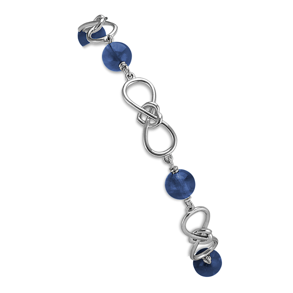 Sodalite Infinity Heart Bracelet in Sterling Silver (7.5'')