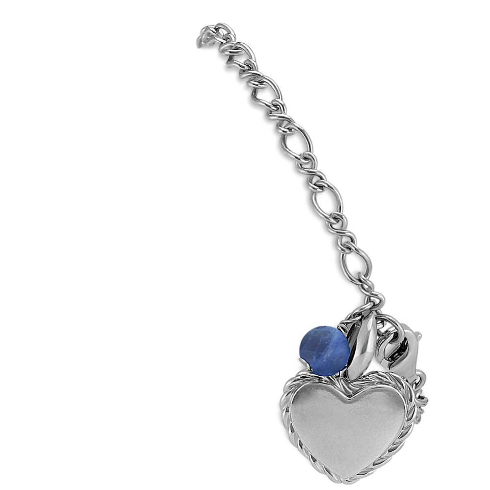 Sodalite and Sterling Silver Heart Bracelet (7.5 in)