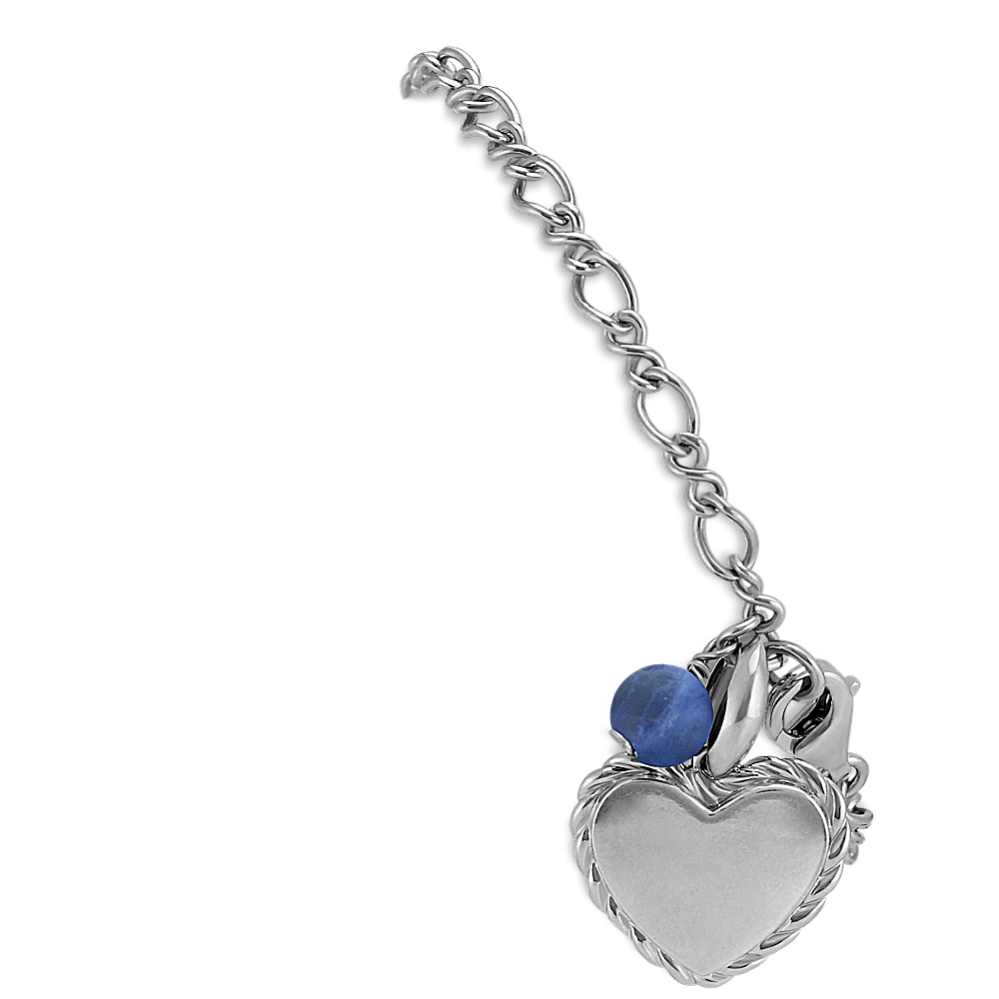 Sodalite and Sterling Silver Heart Bracelet (7.5'')