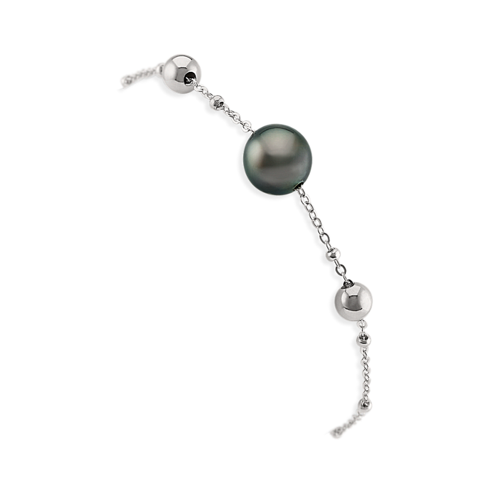 Sterling Silver 10mm Tahitian Cultured Pearl Bracelet (7.5'')