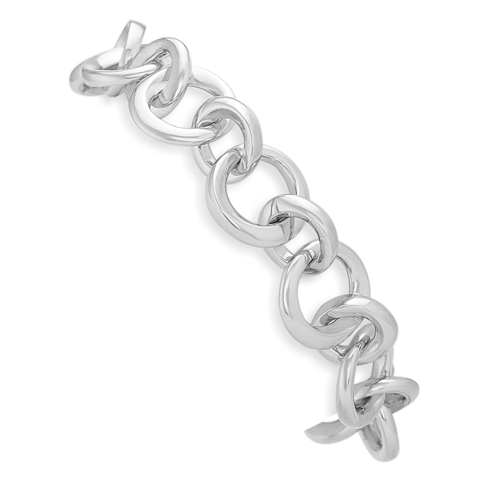Sterling Silver Circle Link Bracelet (8'')