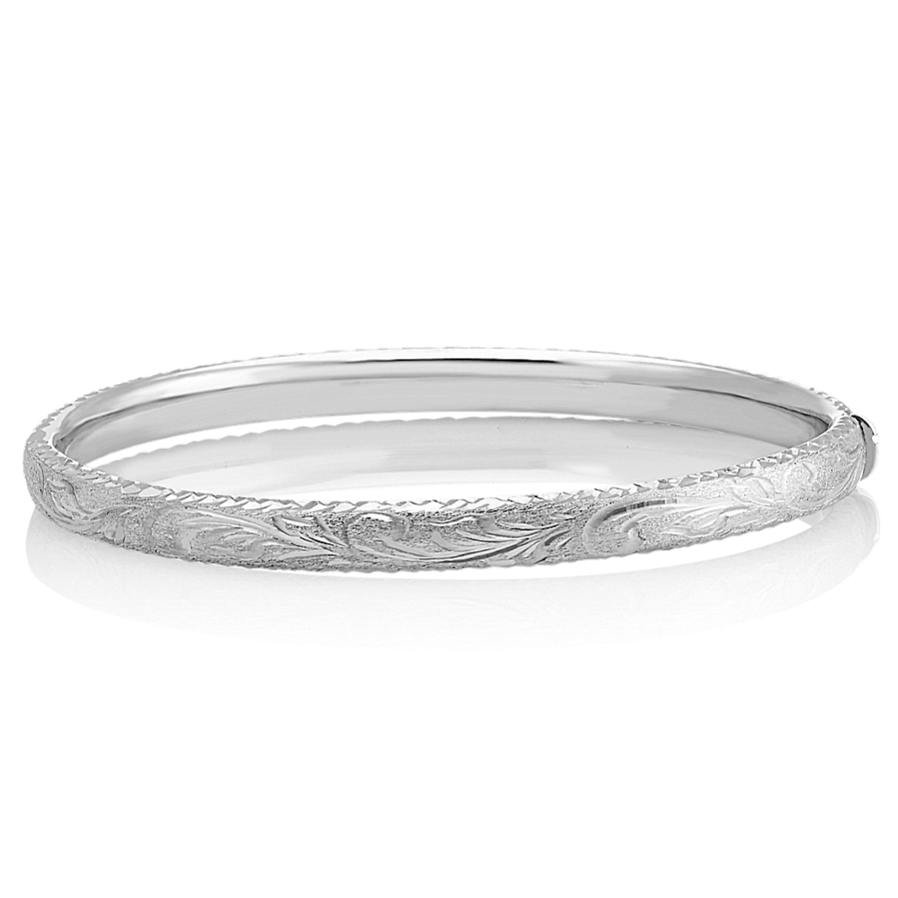 Sterling Silver Engraved Bangle Bracelet (7.75 in)