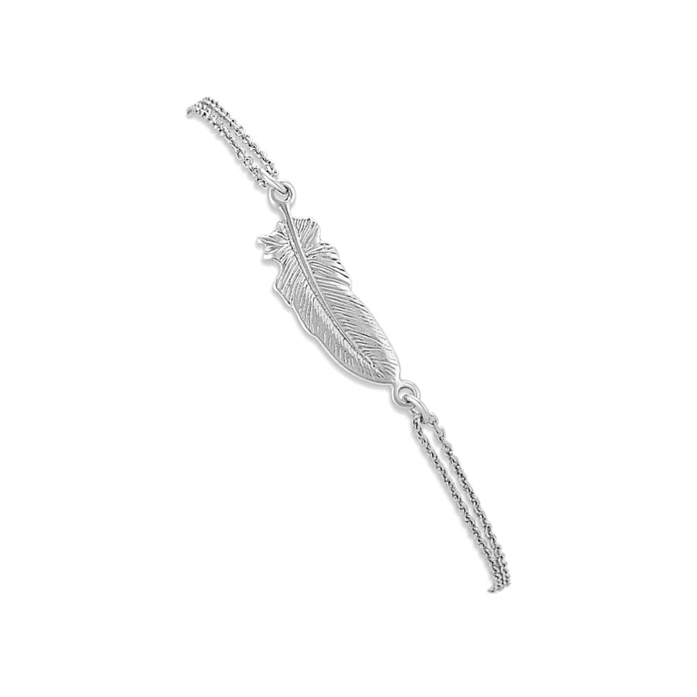 Sterling Silver Feather Bracelet (7.5 in)