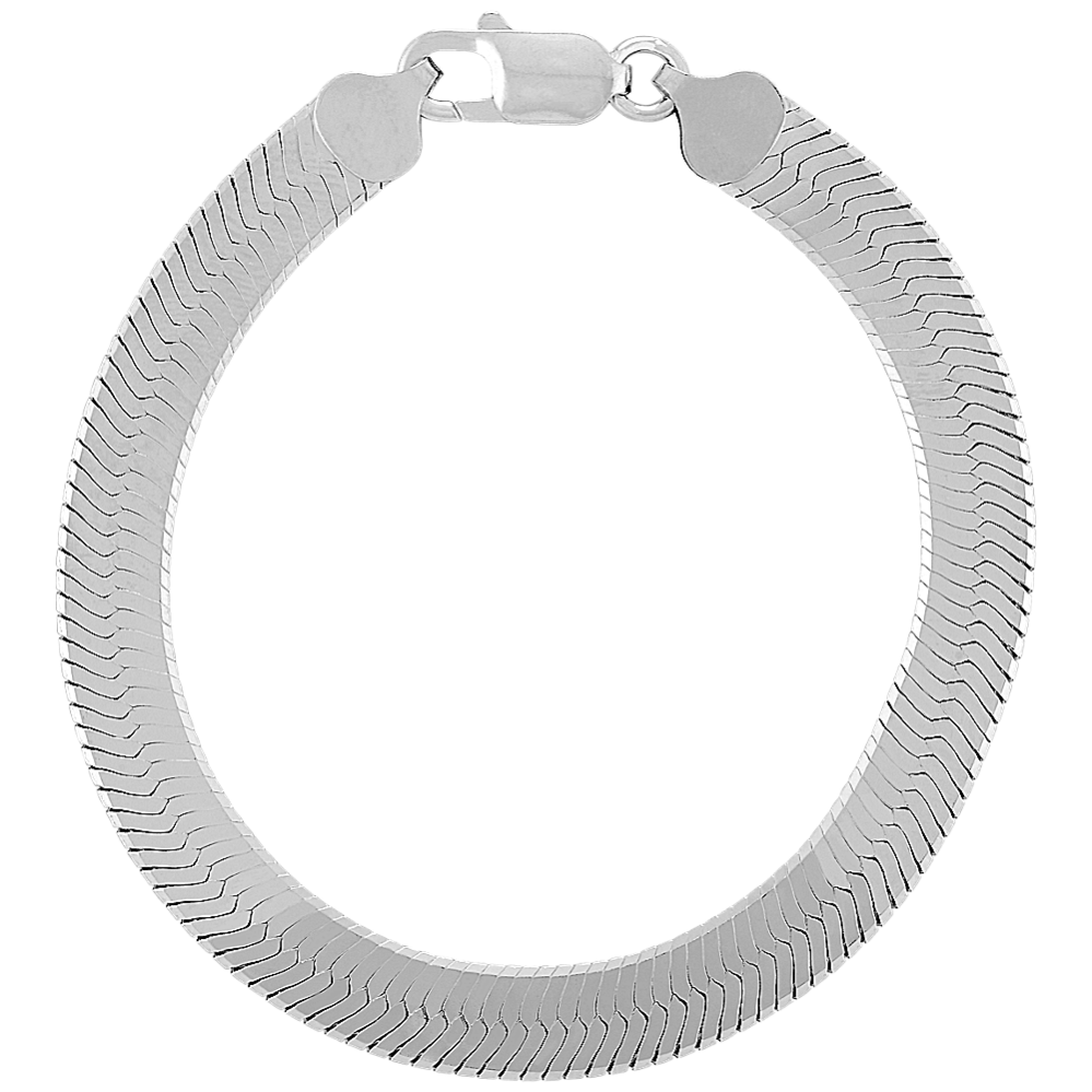 7.5'' Sterling Silver Herringbone Bracelet (8mm) | Shane Co.