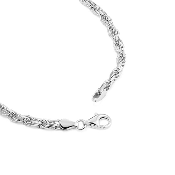 8.5 in Mens Sterling Silver Rope Bracelet (3.5mm) Shane Co.
