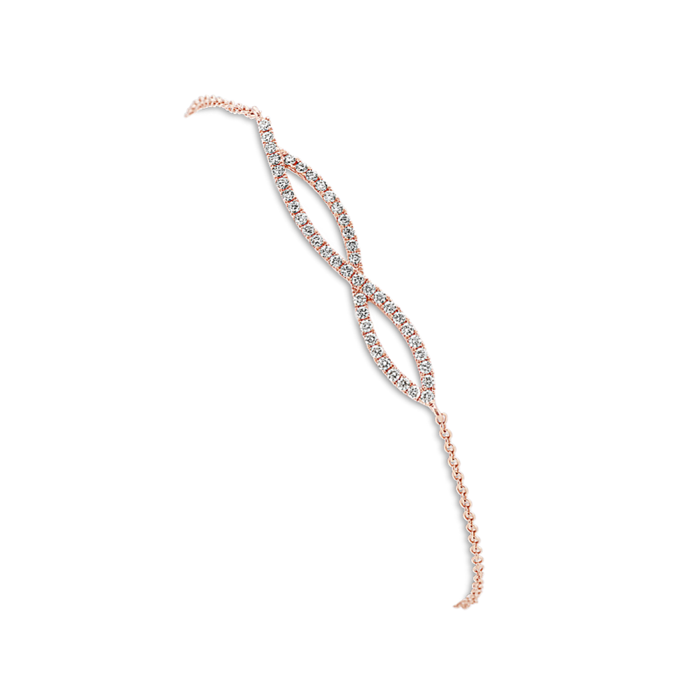 Swirl Diamond Bracelet in 14k Rose Gold (7 in)