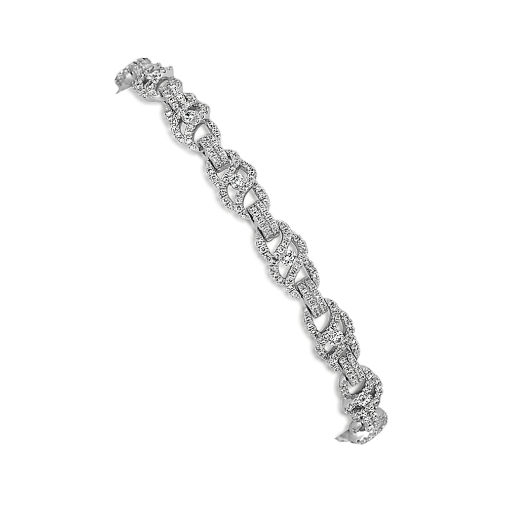 Swirl Link and Round Diamond Bracelet (7 in)