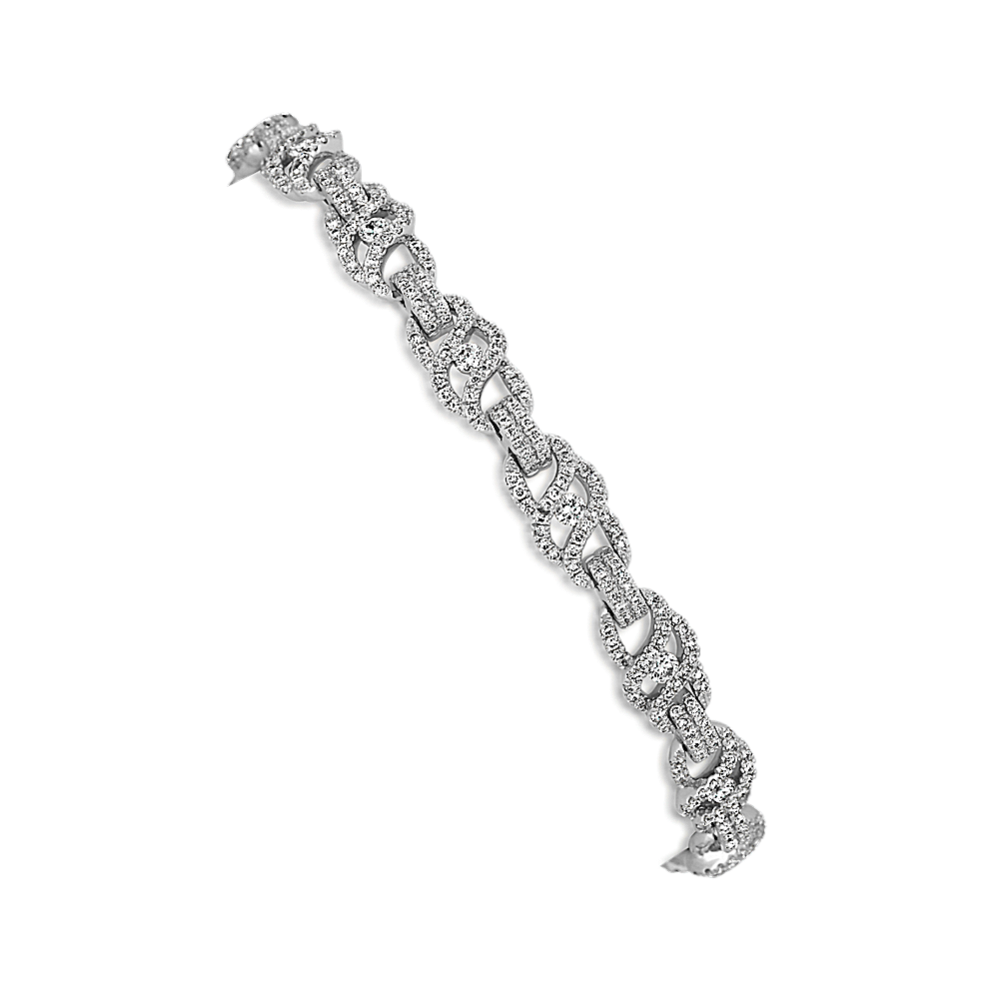 Swirl Link and Round Diamond Bracelet (7'')