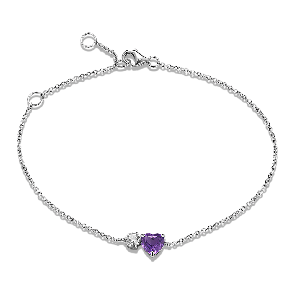 Toi et Moi Amethyst & Sapphire Heart Bracelet