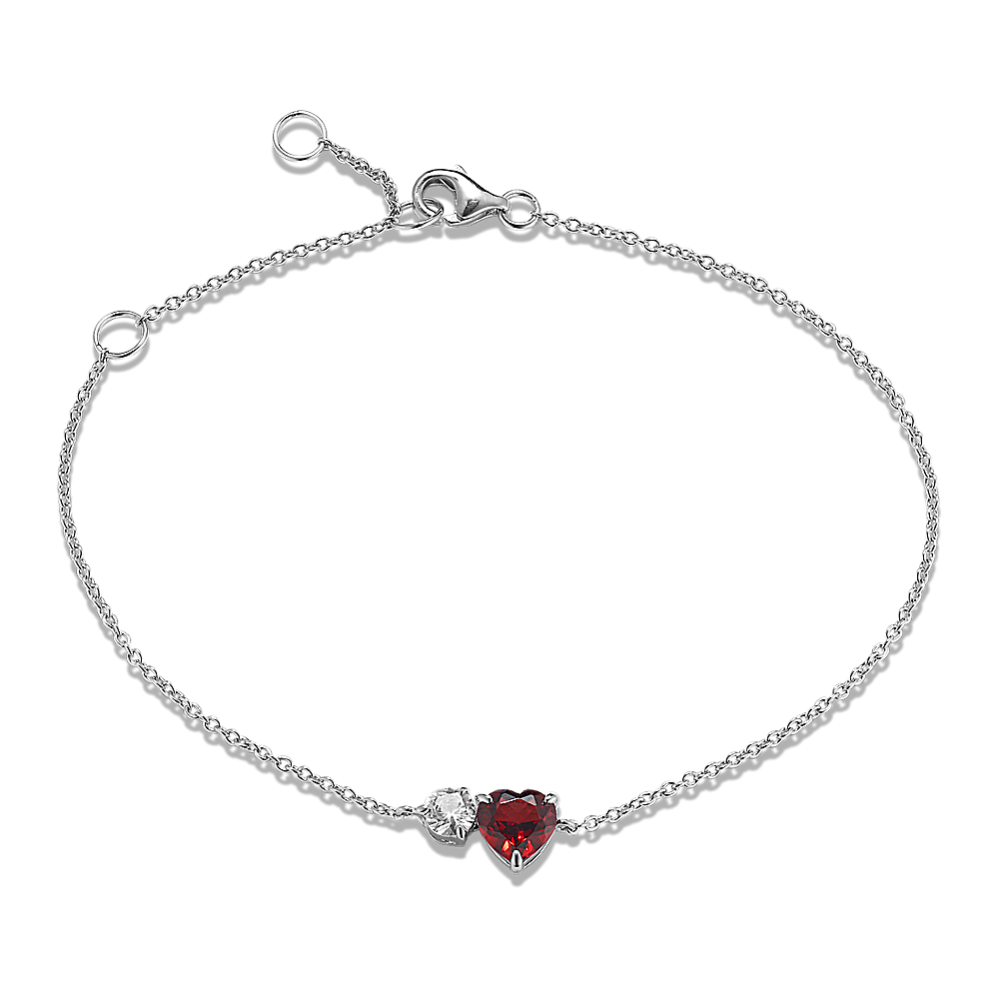 Toi et Moi Garnet & Sapphire Heart Bracelet