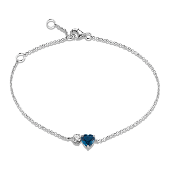 Toi et Moi Blue Topaz & Sapphire Heart Bracelet