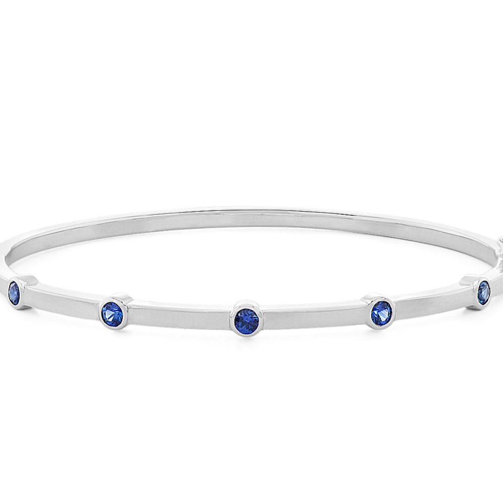 Traditional Blue Sapphire Cuff Bracelet (7.5'')