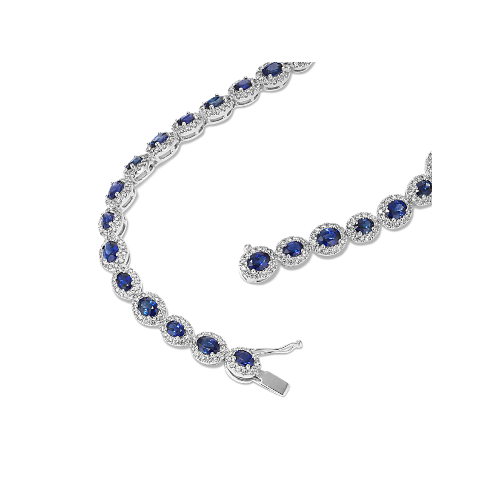 Traditional Blue Sapphire and Diamond Bracelet (7 in)