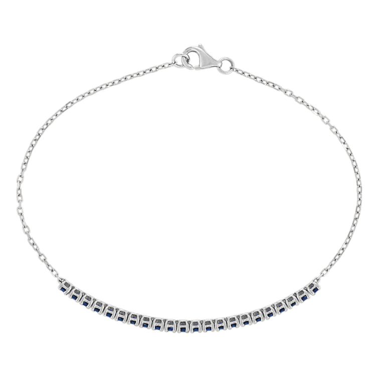 Traditional Natural Sapphire Bracelet in 14K White Gold (7 in)