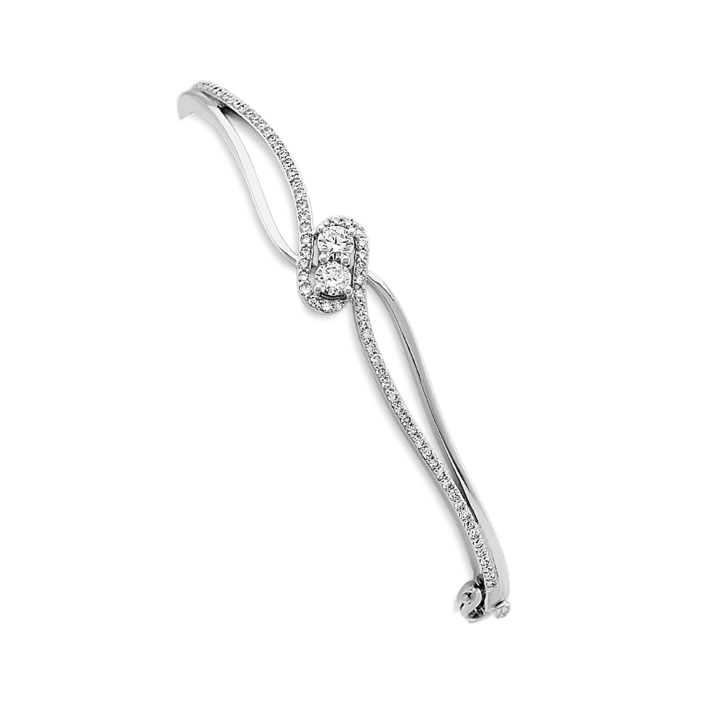 Two-Stone Bangle in 14k White Gold (7'')