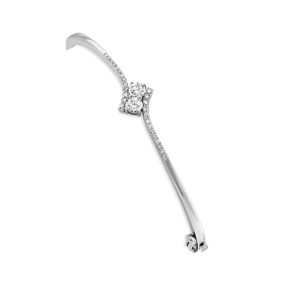 Two-Stone Bangle in 14k White Gold (7'')
