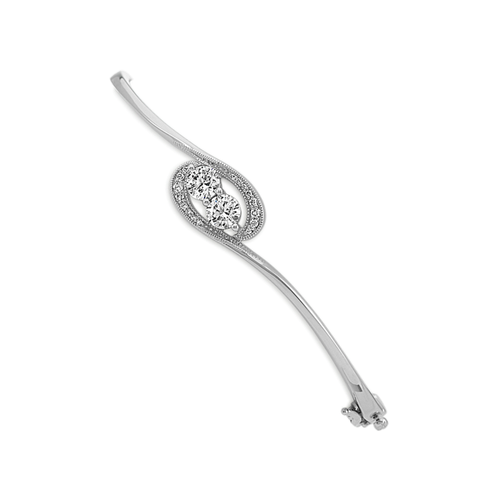 Two-Stone Swirl Diamond Bangle (7.5'')