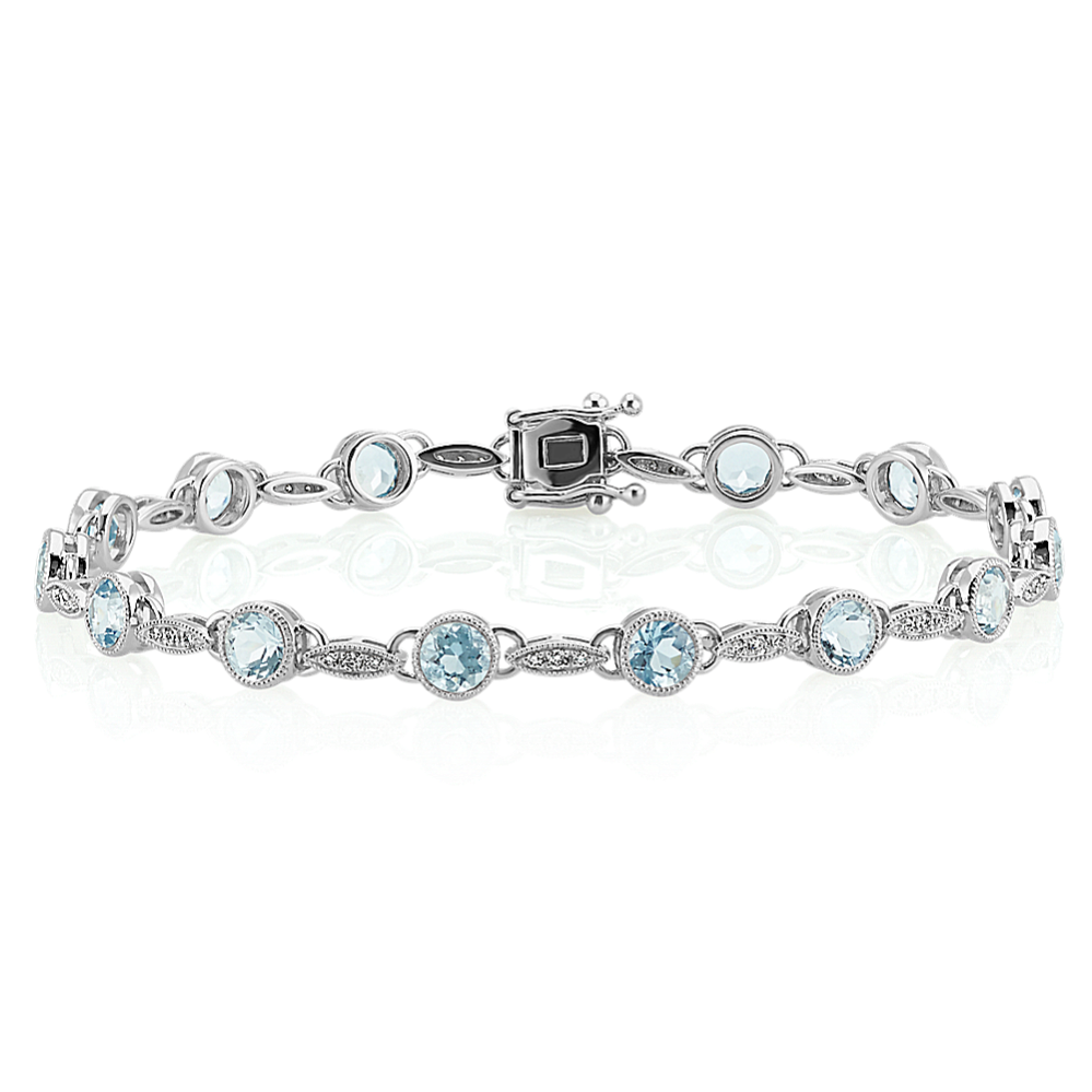4 ct. t.g.w. Aquamarine and Diamond Bracelet (7 in)