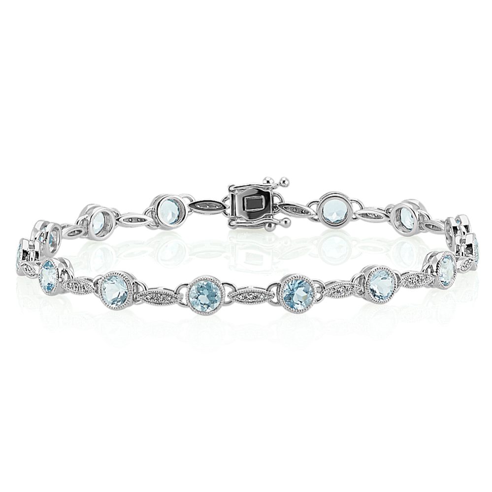 4 ct. t.g.w. Aquamarine and Diamond Bracelet (7'')