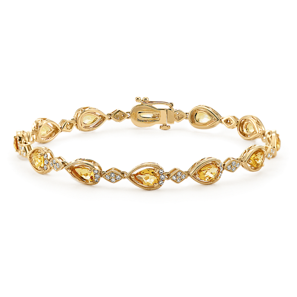 Vintage Citrine and Diamond Bracelet (7'')