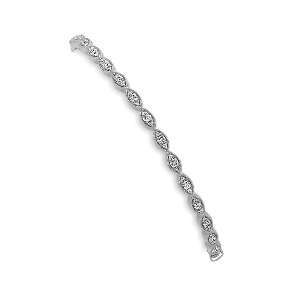 Vintage Diamond Bangle Bracelet in 14k White Gold