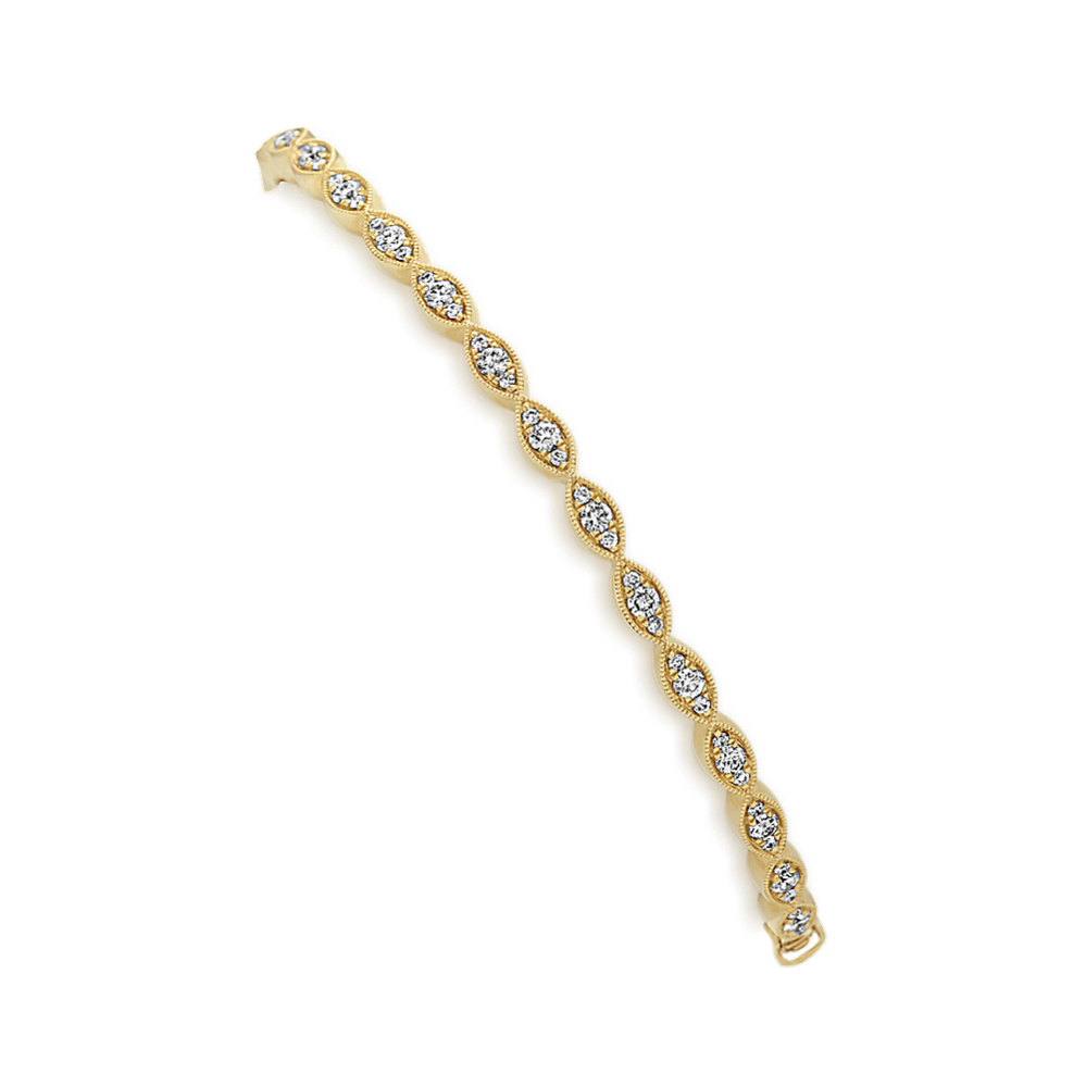 Vintage Diamond Bangle Bracelet in 14k Yellow Gold