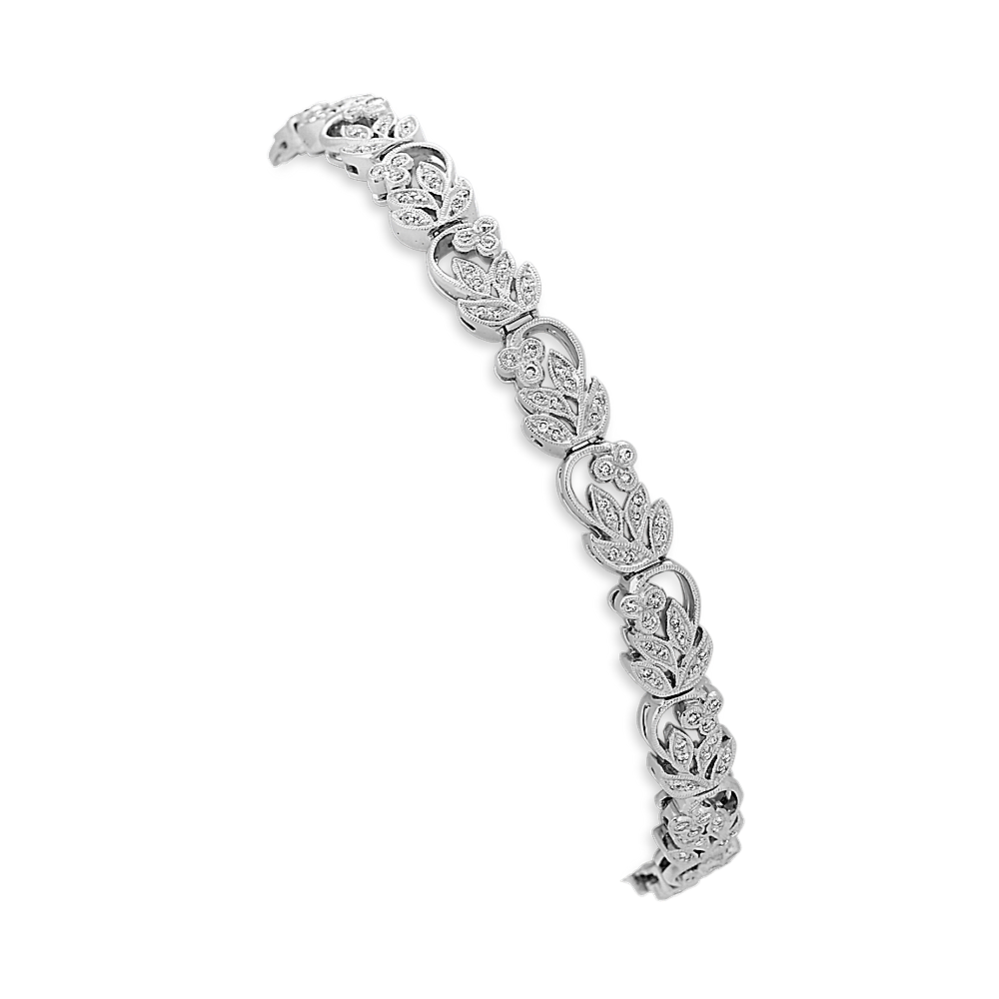 Vintage Diamond Bracelet 14k white gold (7'')
