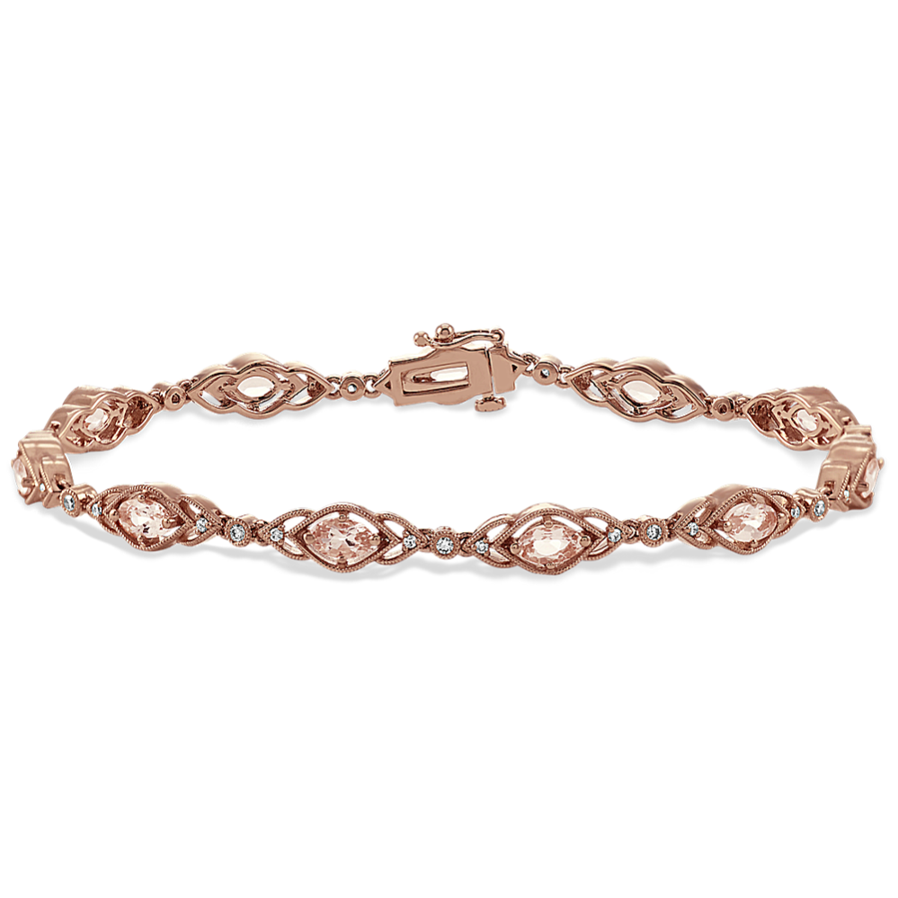 Vintage Morganite and Diamond Bracelet (7'')