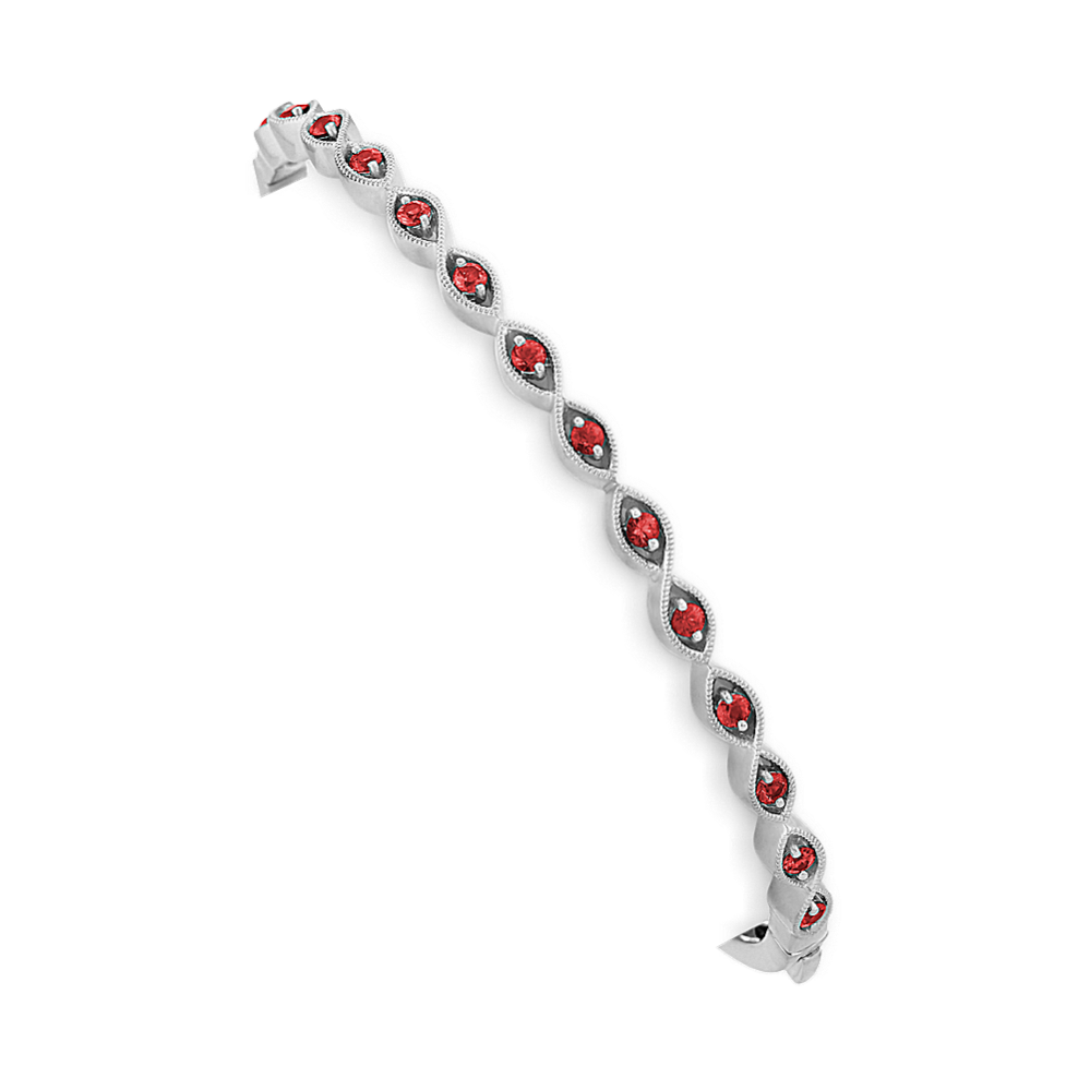 Vintage Ruby Bangle Bracelet (7'')