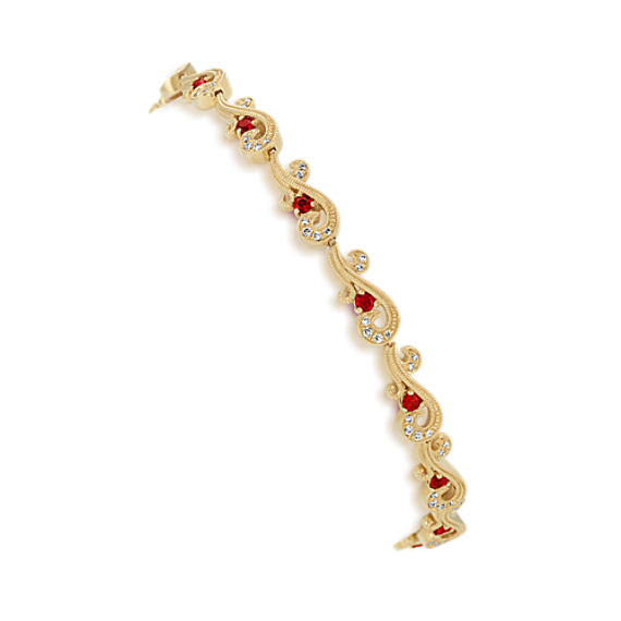 Vintage Ruby and Diamond Bracelet (7 in)