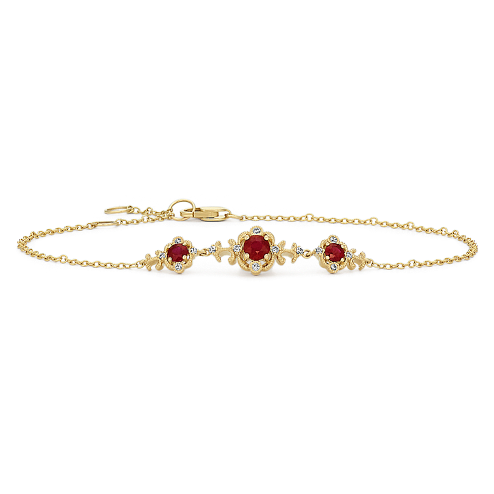 Vintage Ruby and Diamond Bracelet (7.5 in)